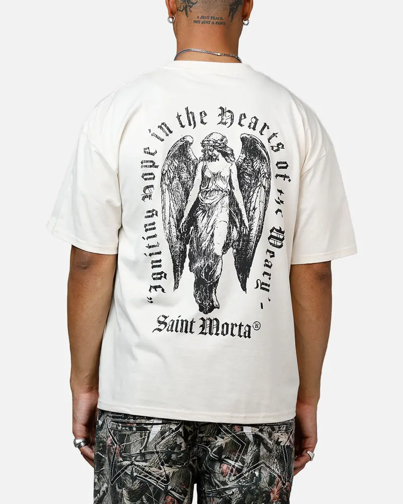 Saint Morta Weary Hearts Heavyweight T-Shirt Off White 1