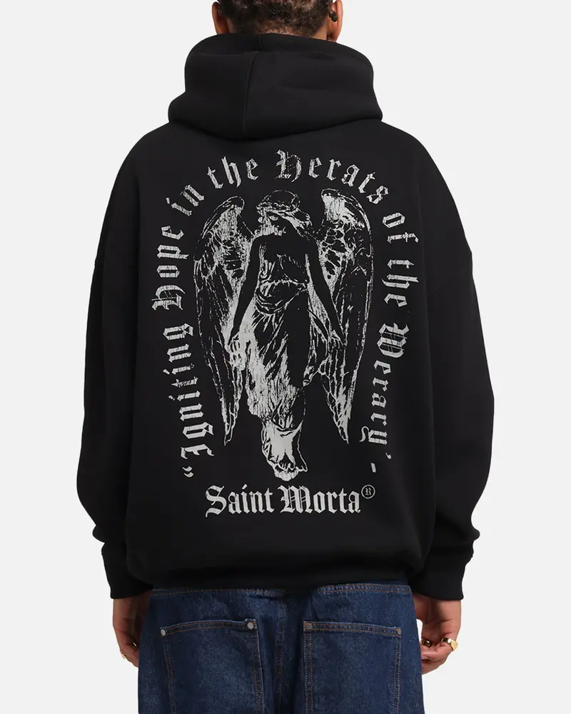 Saint Morta Weiry Hearts Boxy Hoodie Black 1