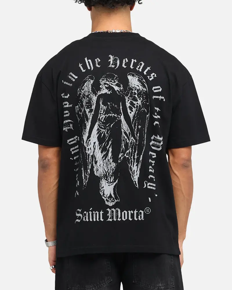Saint Morta Weiry Hearts Boxy T-Shirt Black 1