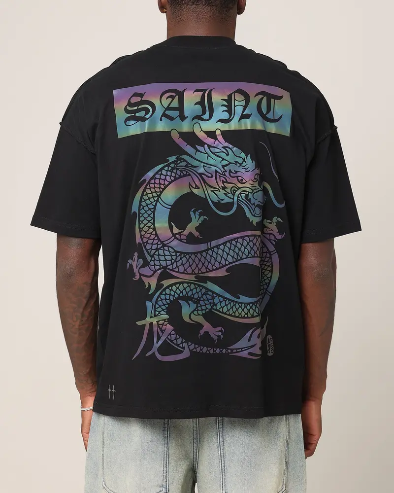 Saint Morta Year Of The Dragon Boxy T-Shirt Black/Iridescen 1