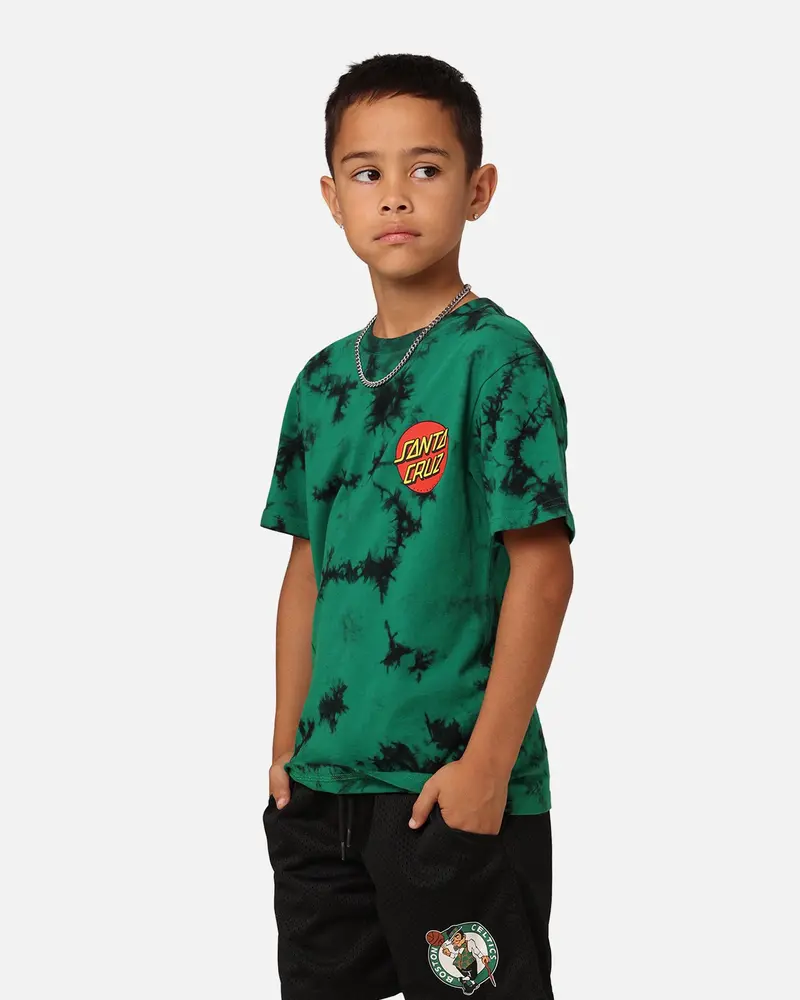 Santa Cruz Kids' Beware Dot Tie Dye T-Shirt Green Tie Dye 1