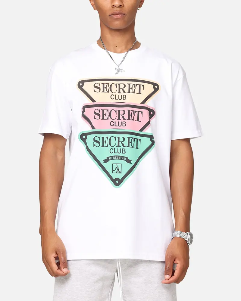 Secret Club Stacked Badge T-Shirt White 1