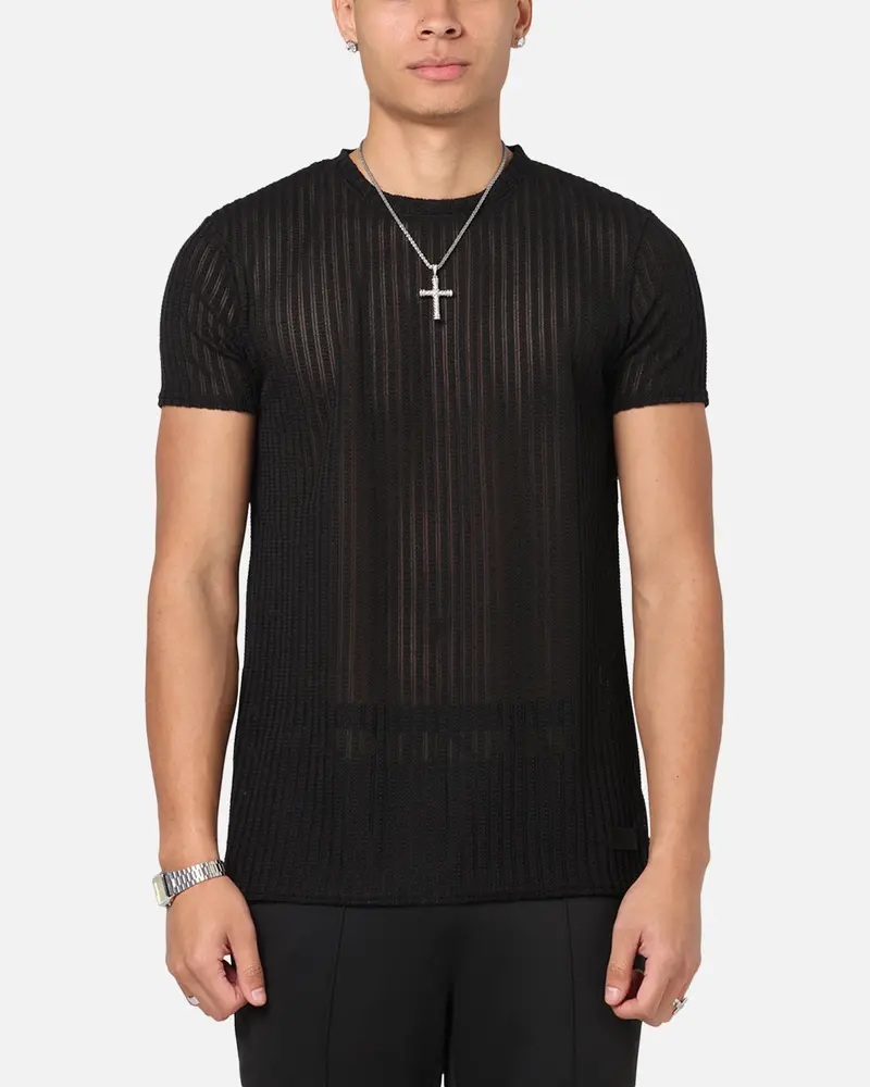 Sik Silk Textured Muscle Fit T-Shirt Black 1