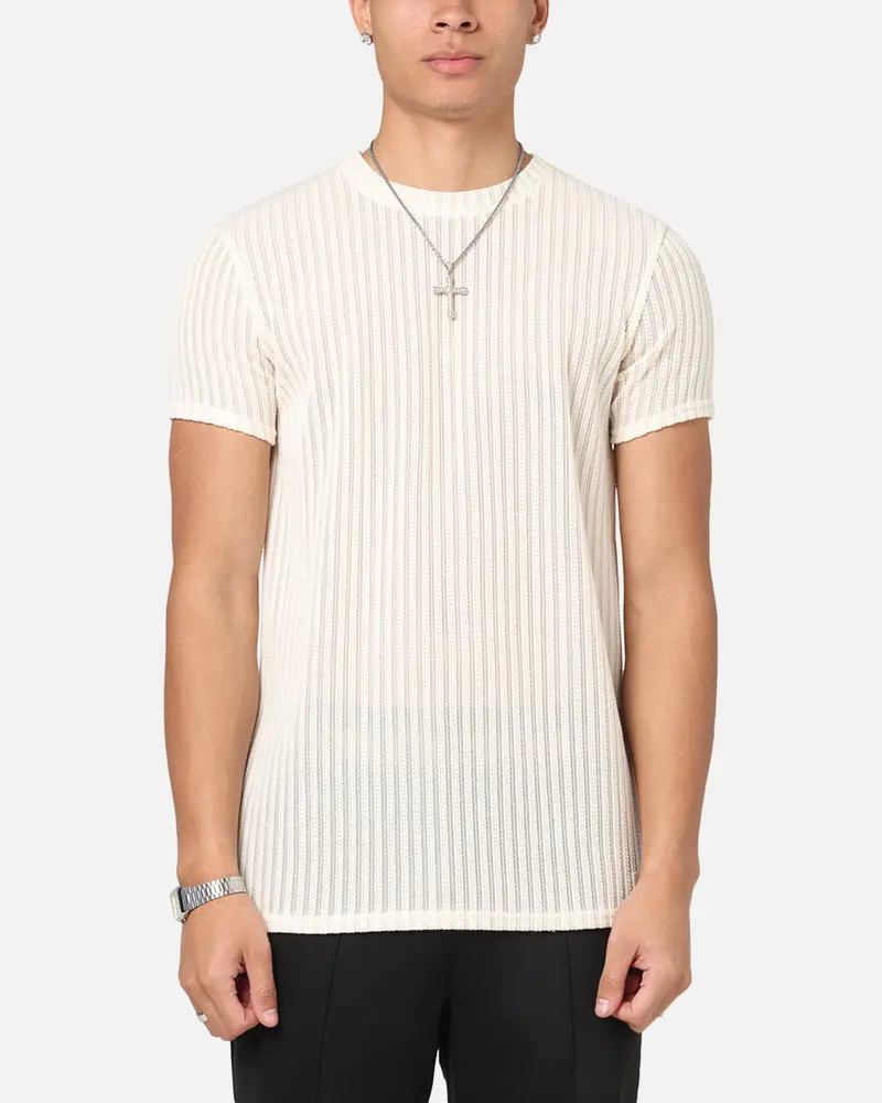 Sik Silk Textured Muscle Fit T-Shirt White 1