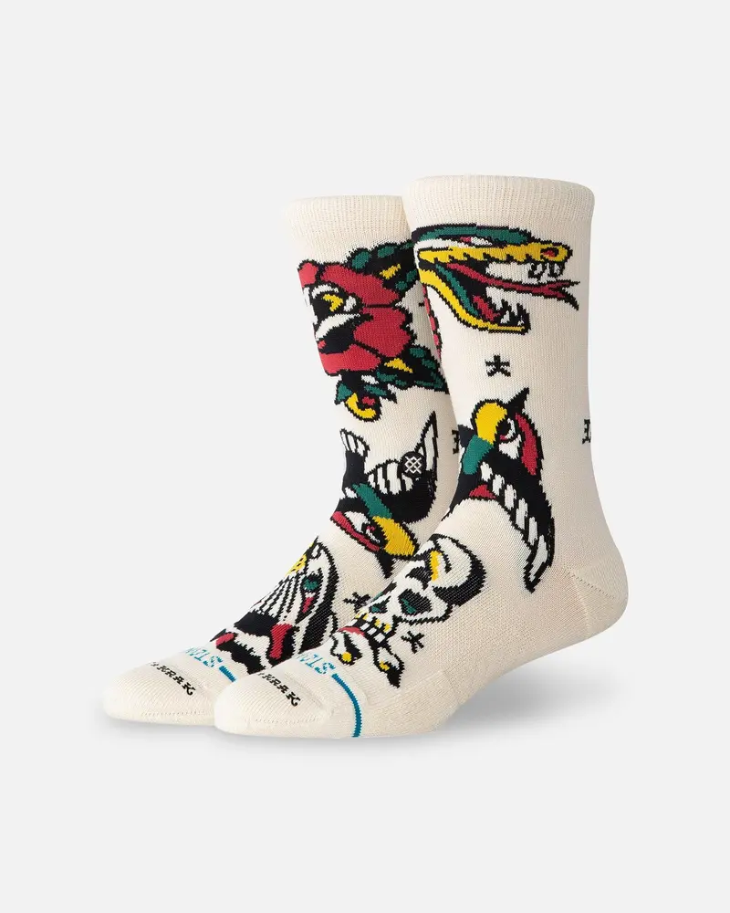 Stance X Bret Krak Flash Crew Socks Cream 1