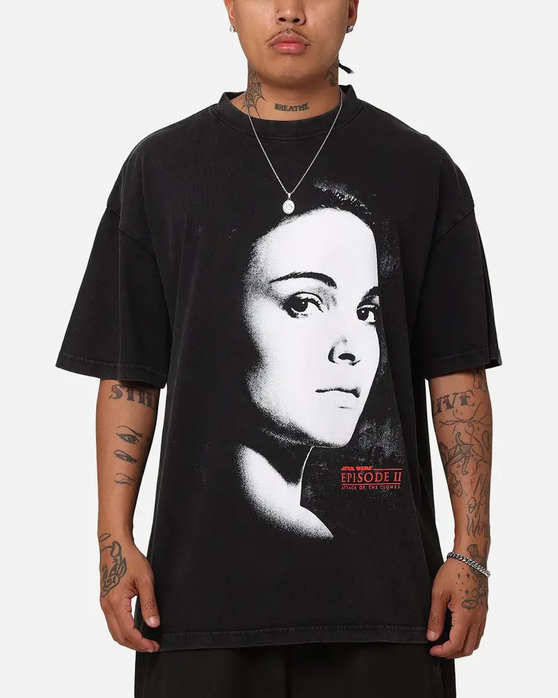 Star Wars Episode Ii Queen Vintage T-Shirt Black Acidwash 1