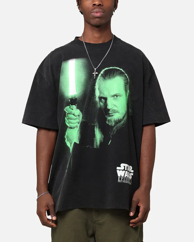 Star Wars Qui Gon Jinn Heavy T-Shirt Vintage Wash 1
