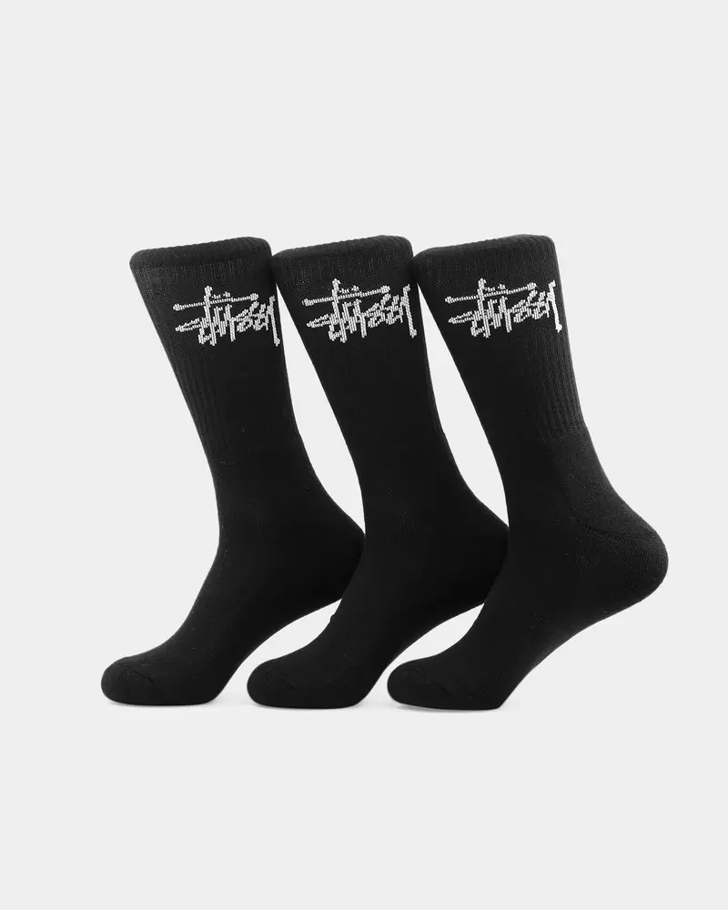 Stussy Graffiti Crew Sock 3 Pack Black 1