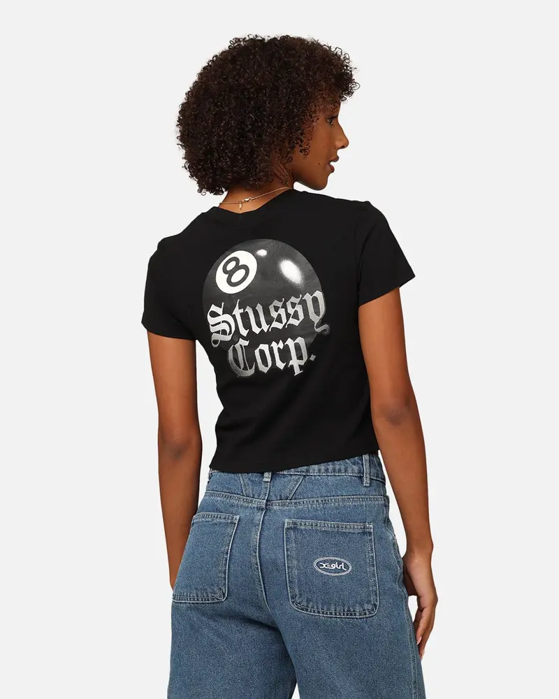 Stüssy Women's 8 Ball Corp Relaxed T-Shirt Black 1