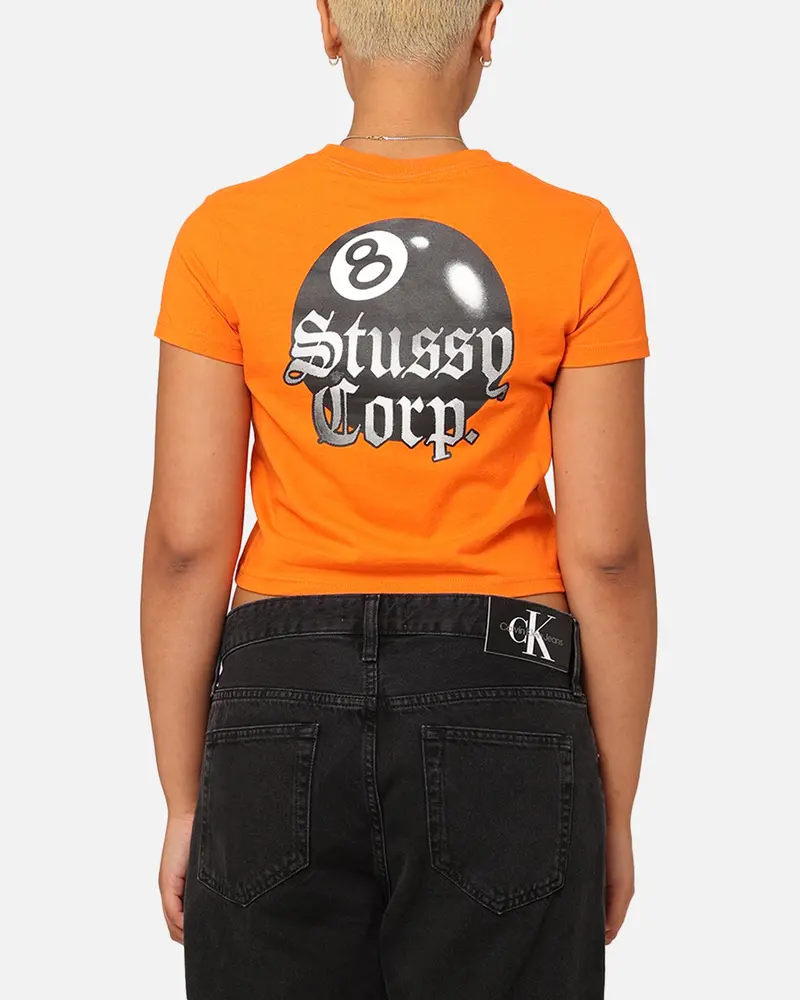 Stüssy Women's 8 Ball Corp Slim T-Shirt Coral 1