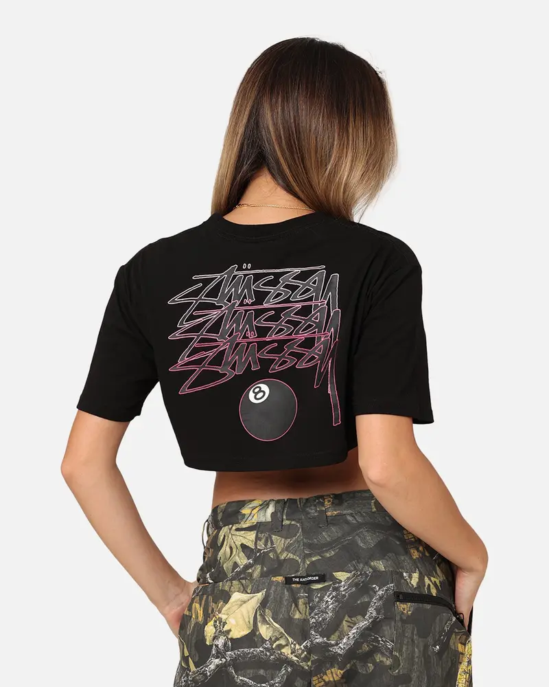 Stussy Women's 8 Ball Cropped T-Shirt Black 1