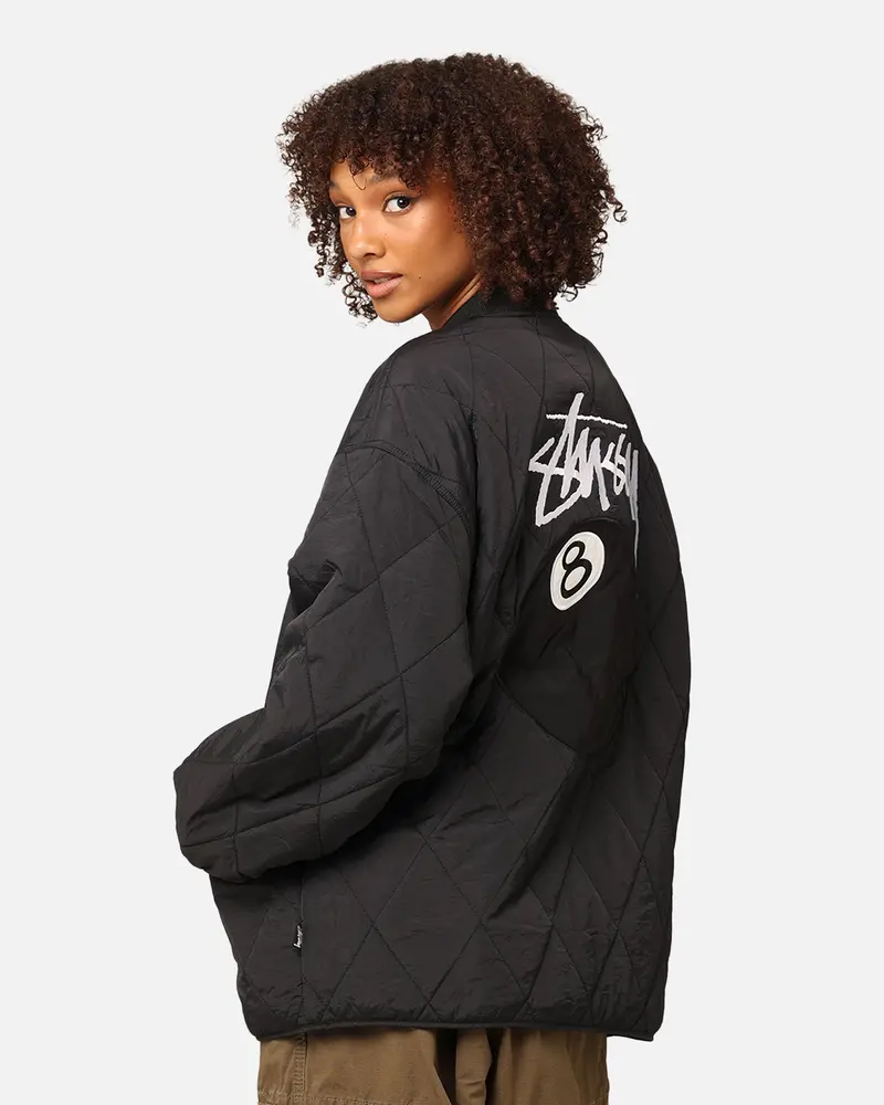 Stüssy Women's 8 Ball Quilted Jacket Black 1