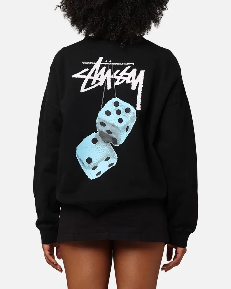 Stussy Women's Fuzzy Dice Oversized Crewneck Pigment Black 1