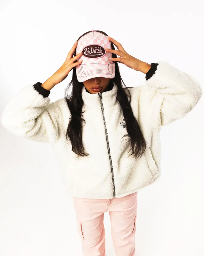 Stussy Women's Reversible Work Sherpa Jacket Black/White 1