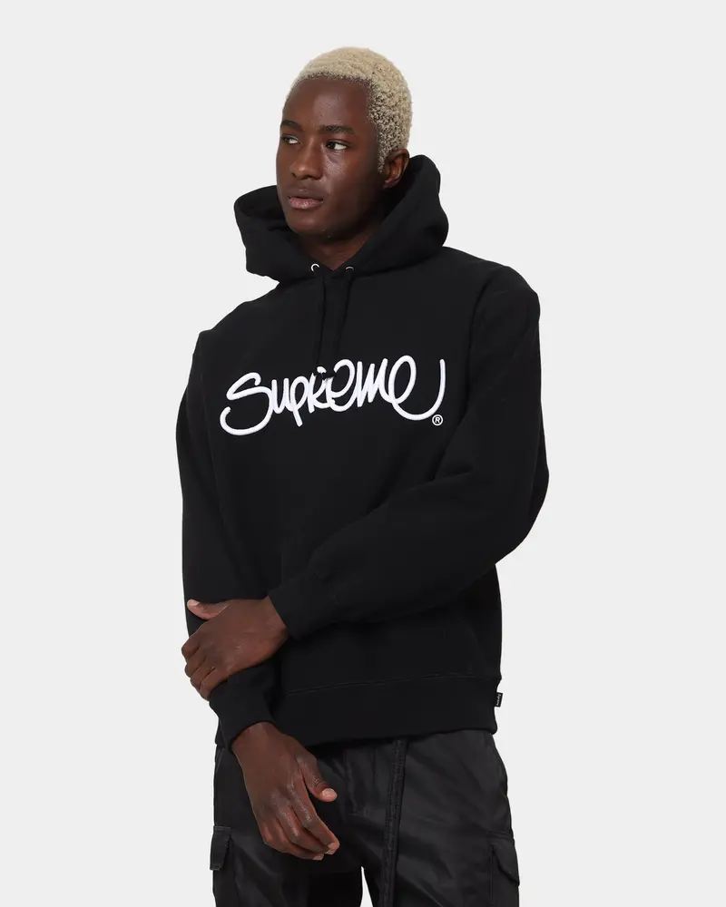 Supreme Raised Handstyle Hoodie Black 1
