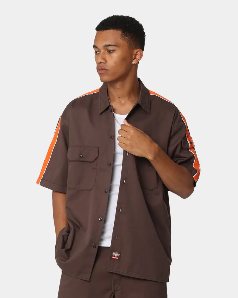 Supreme X Dickies Stripe T-Shirt Brown 1