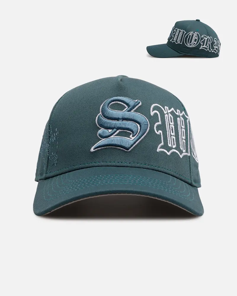 Sworn To Us Outlined Poetry Snapback Dark Teal 1