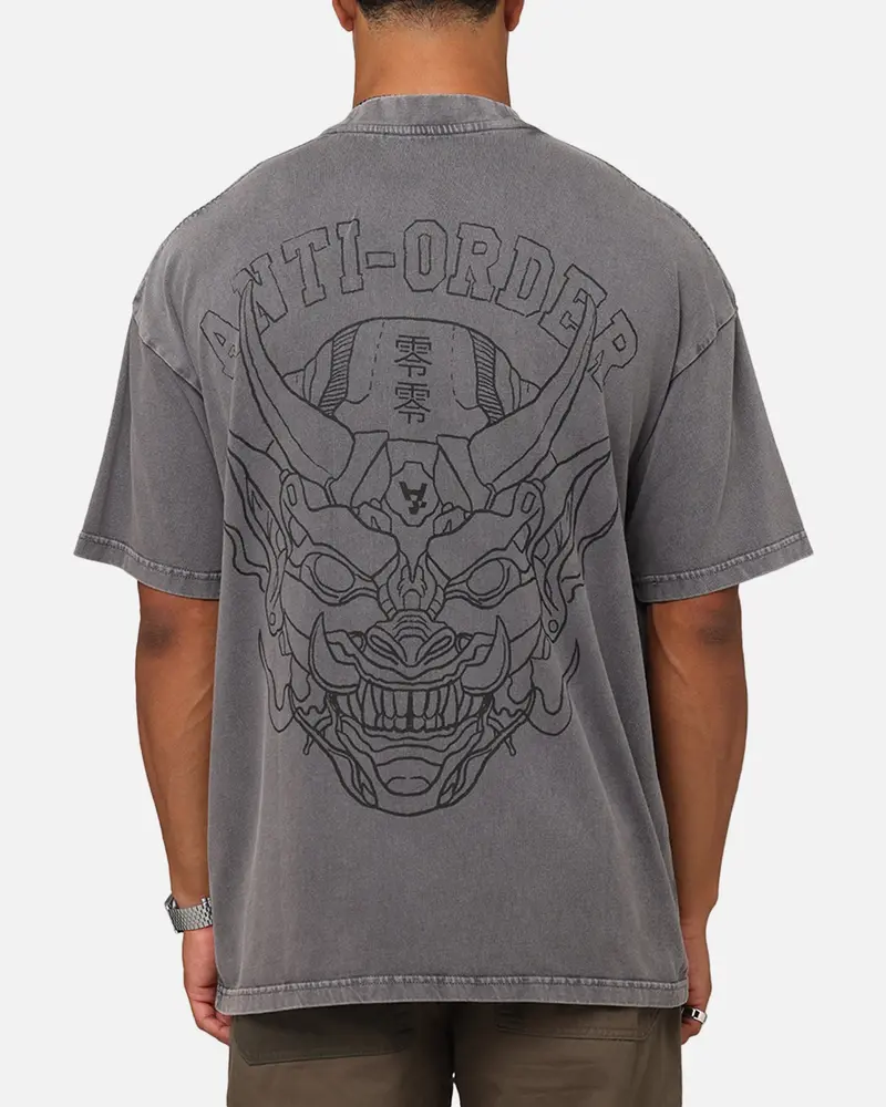 The Anti Order Akuma Mock Neck T-Shirt Washed Charcoal 1