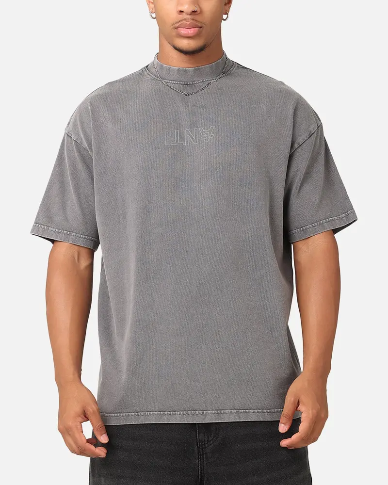 The Anti Order Anti Xy Mock Neck T-Shirt Washed Charcoal 1
