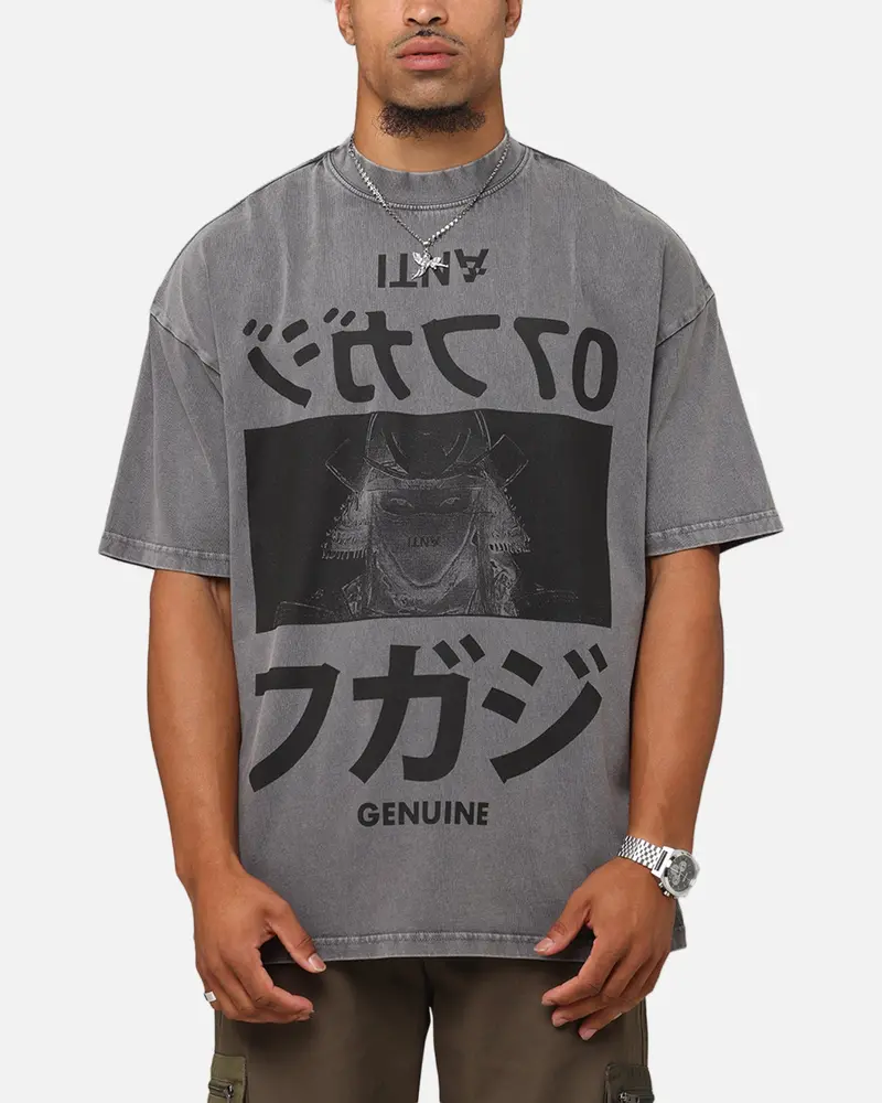 The Anti Order Genuine Fake Mock Neck T-Shirt Washed Charcoal 1