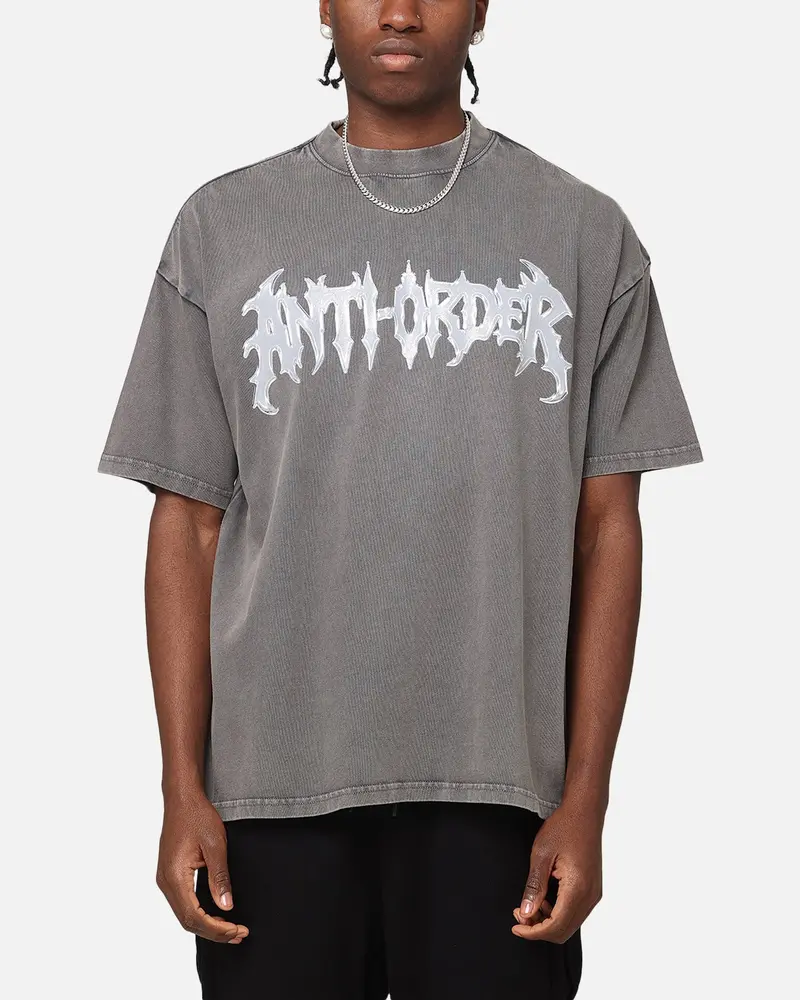 The Anti Order New Dawn Mock Neck T-Shirt Washed Charcoal 1