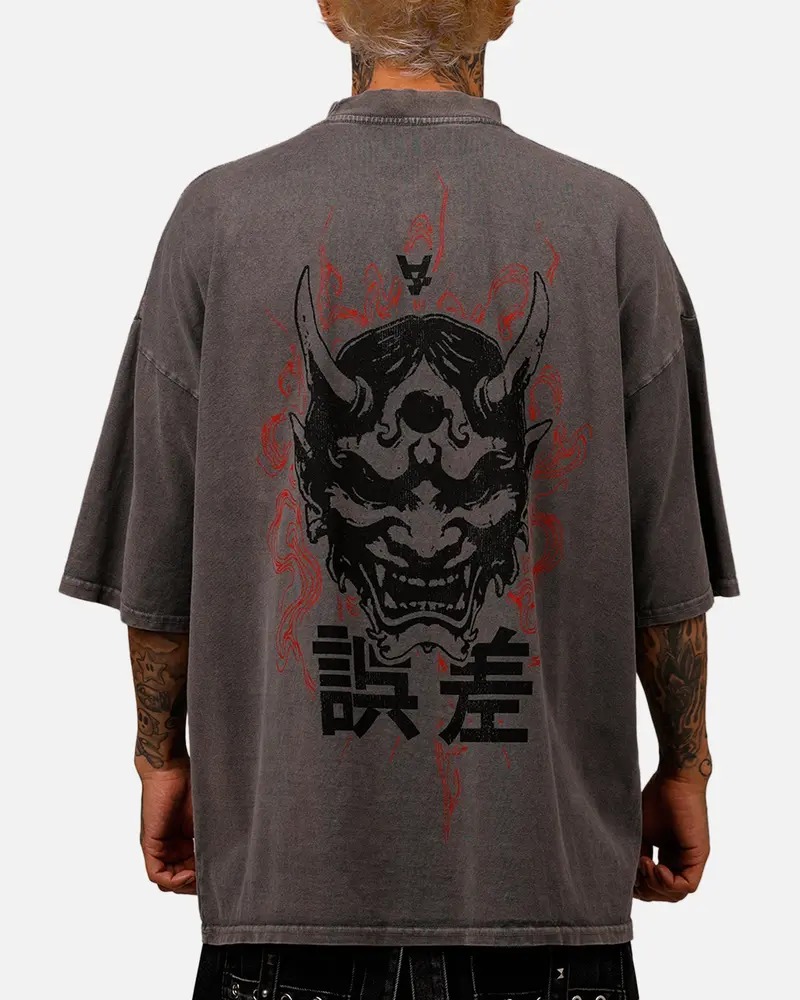 The Anti Order Oni Mockneck T-Shirt Washed Charcoal 1
