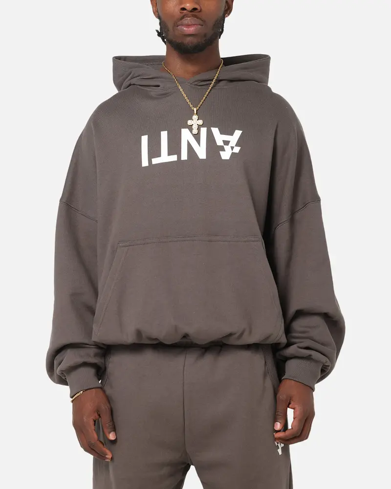 The Anti Order Reverse Logo Hoodie Charcoal Grey 1