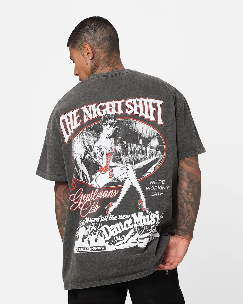 The Night Shift Gentleman's Club Heavyweight Vintage T-Shirt Black Wash 1