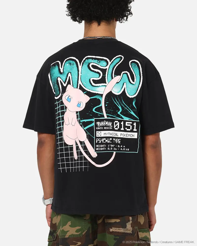 The Pokémon Collection By 73Studio Mew T-Shirt Black Acidwash 2