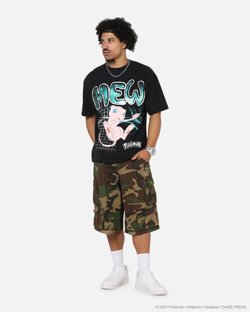 The Pokémon Collection By 73Studio Mew T-Shirt Black Acidwash 3