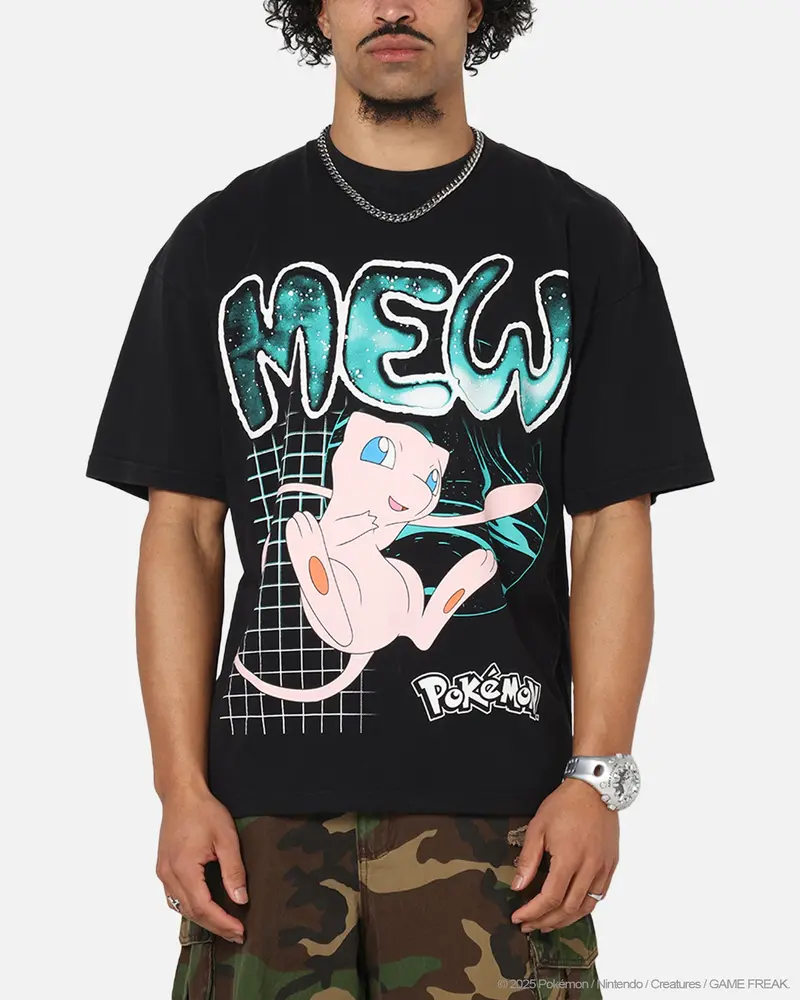 The Pokémon Collection By 73Studio Mew Vintage T-Shirt Off Black 1