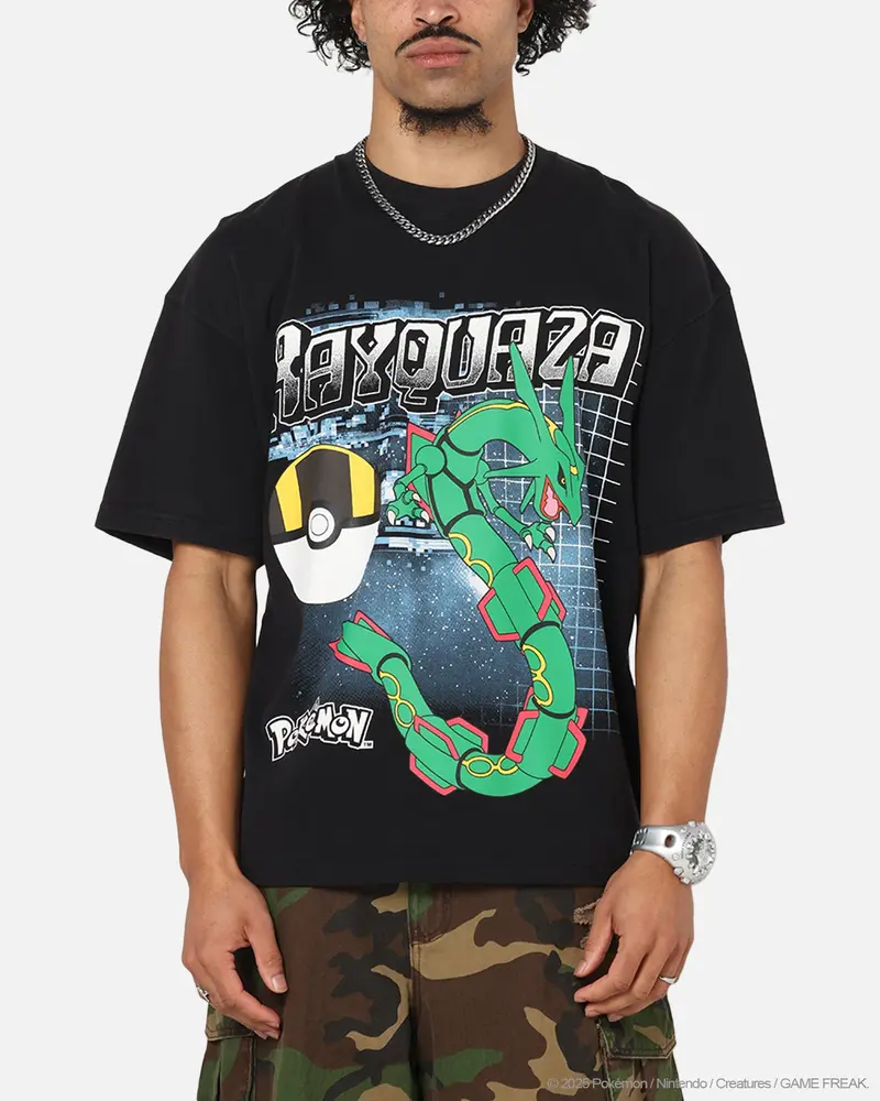 The Pokémon Collection By 73Studio Rayquaza Vintage T-Shirt Off Black 1