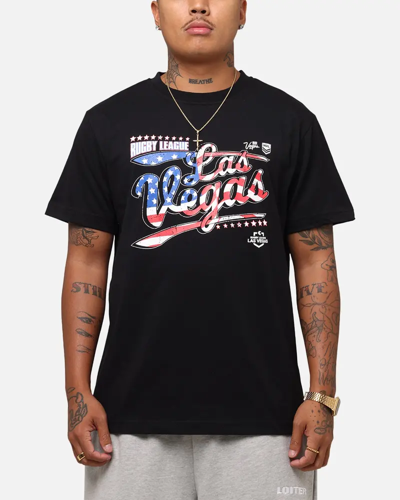 Tidwell Nrl 2025 Las Vegas Round Flag T-Shirt Black 1