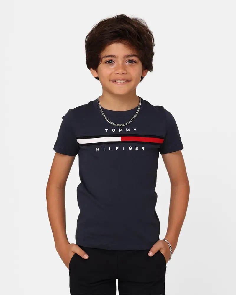 Tommy Hilfiger Kids' Flag Rib Insert T-Shirt Twilight Navy 1