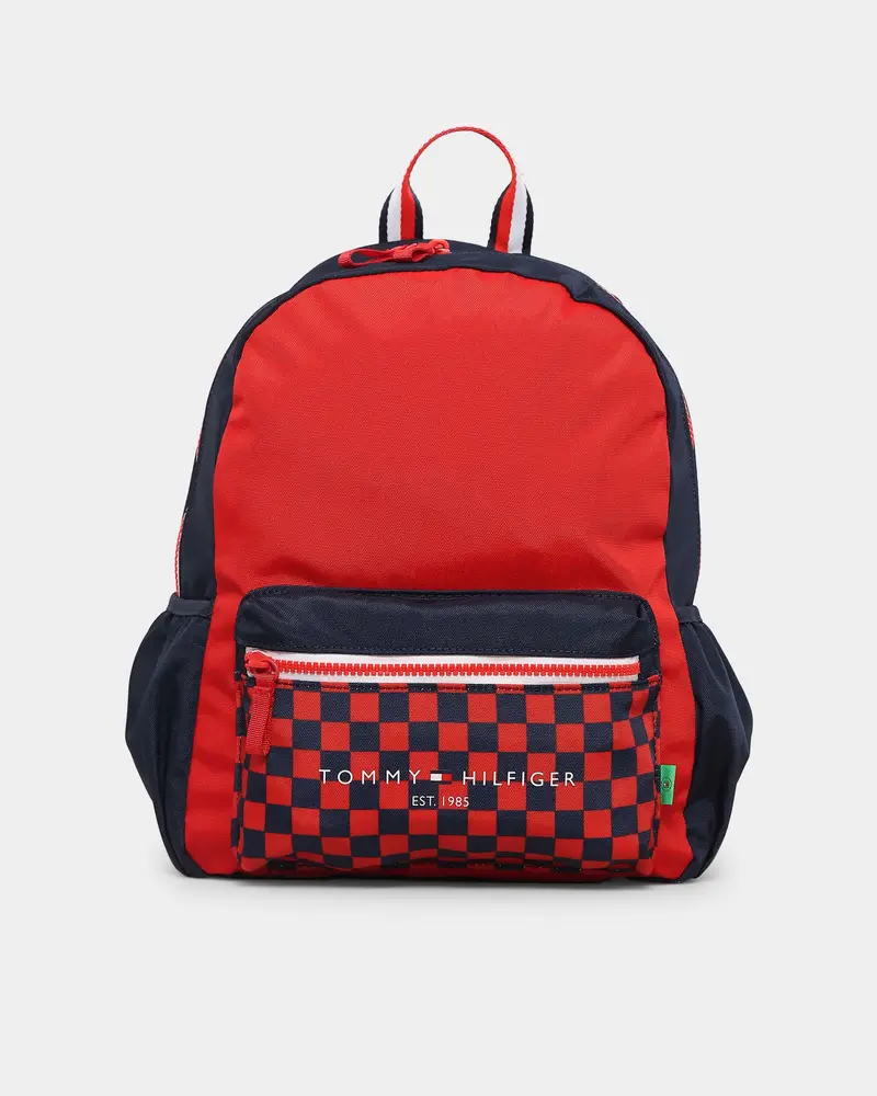 Tommy Hilfiger Kids' Th Establishd Logo Backpack Red Check 1