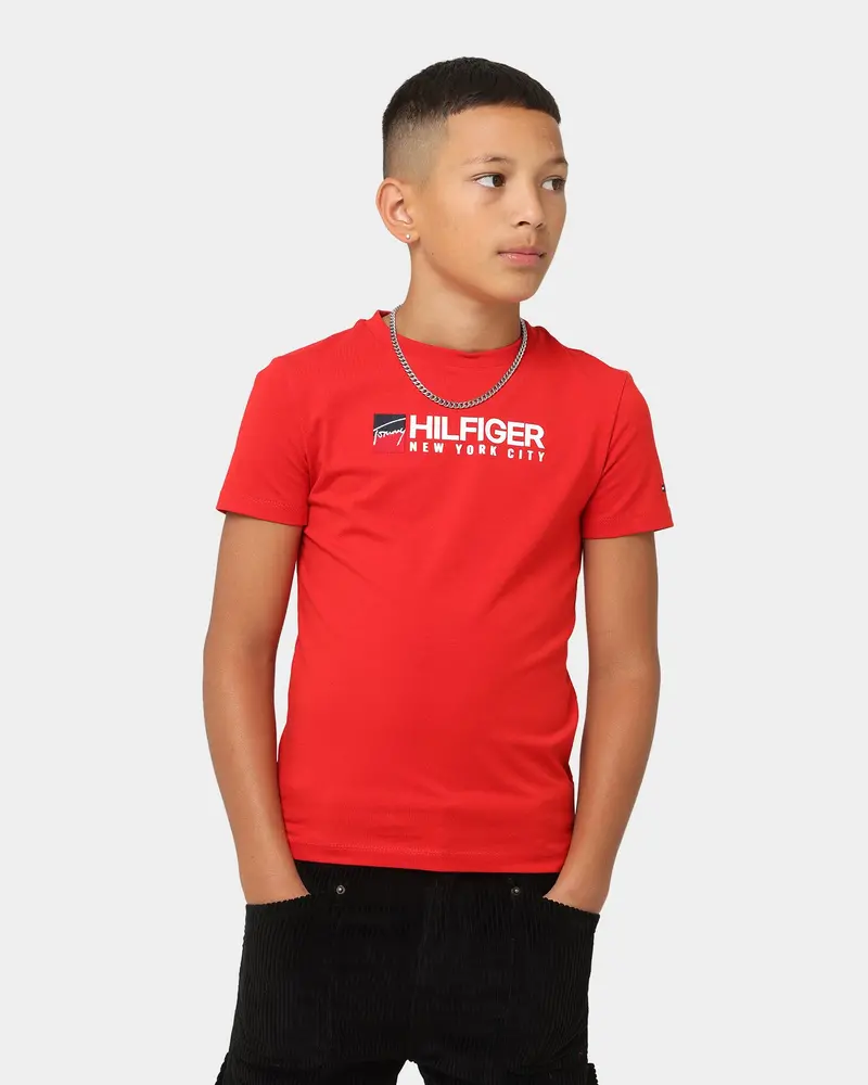 Tommy Hilfiger Kids' U Tommy Logo Short Sleeve T-Shirt Deep Crimson 1