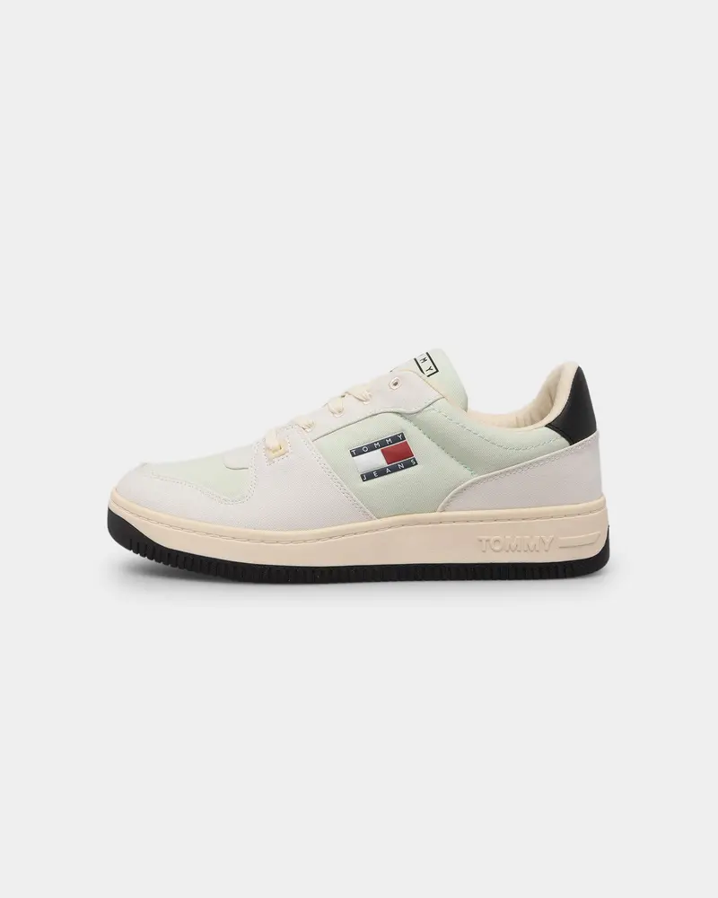 Tommy Jeans Basketball Canvas Mixed Texture Trainers Ivory 1