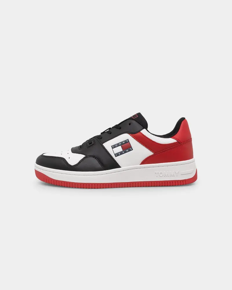 Tommy Jeans Basketball Leather Trainers Deep Crimson 1