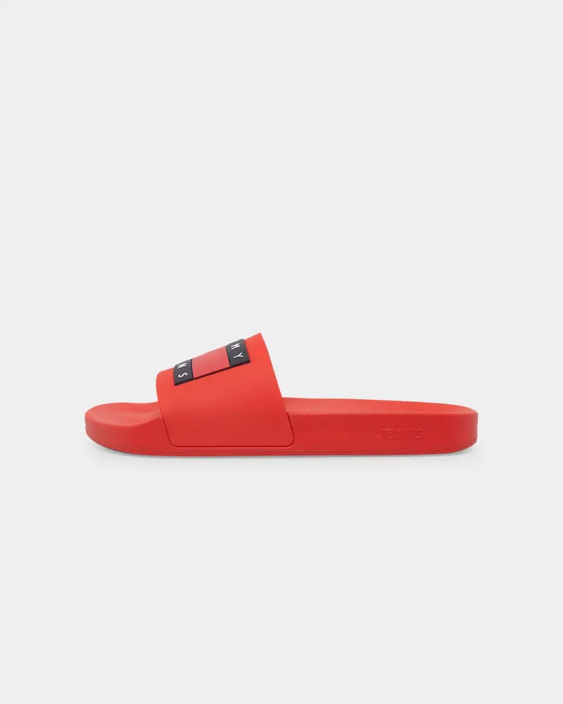 Tommy Jeans Essential Contoured Pool Slides Deep Crimson 1