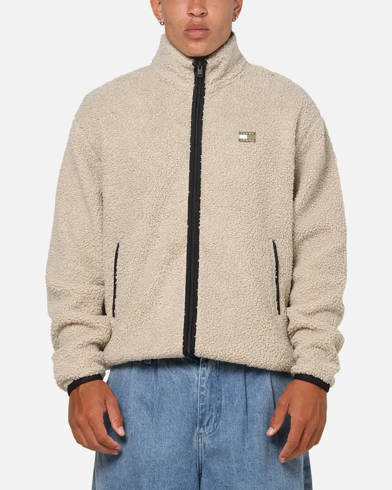 Tommy Jeans Relaxed Badge Zip Through Jacket Beige 1