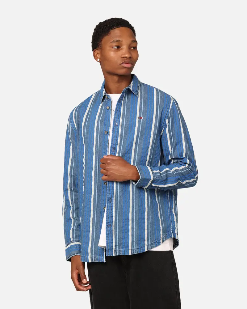Tommy Jeans Relaxed Denim Stripe Long Sleeve Shirt Denim Medium 1