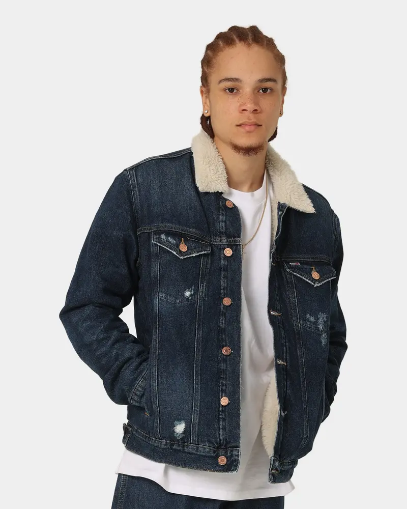Tommy Jeans Sherpa Trucker Jacket Df205 Denim Black 1