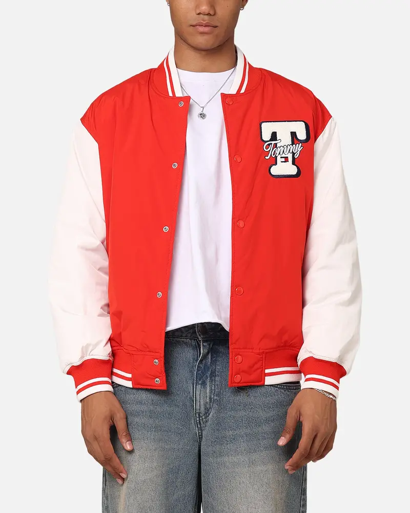 Tommy Jeans Tjm Colourblock Varsity Jacket Deep Crimson 1