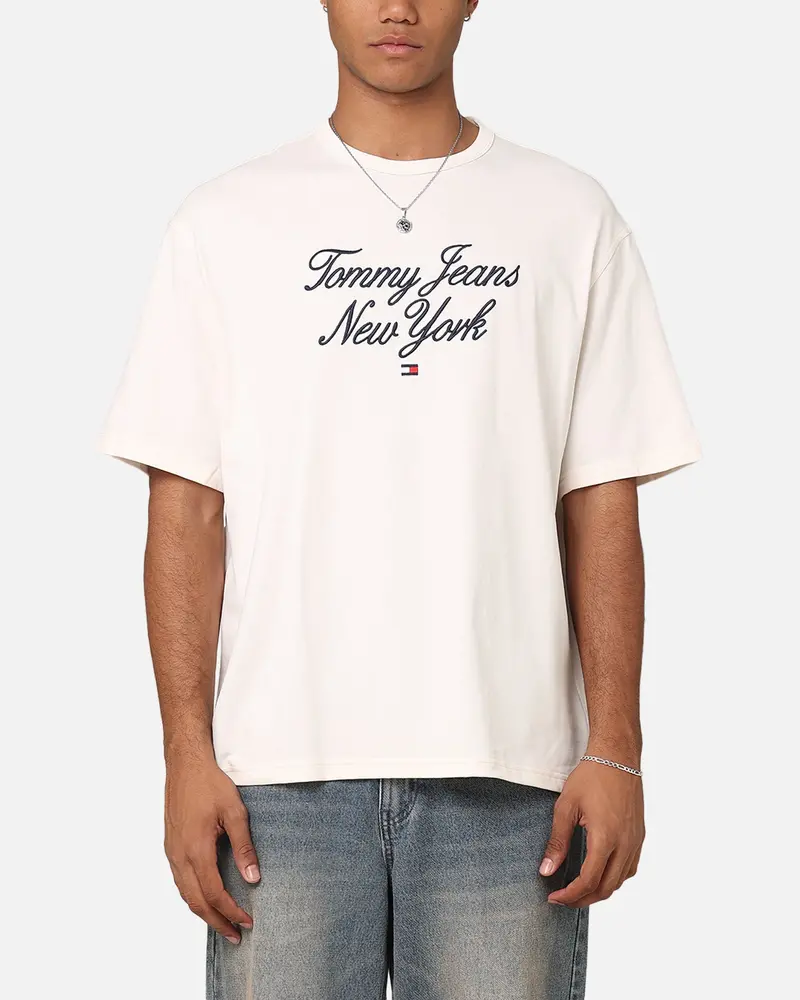 Tommy Jeans Tjm Ovz Luxe Serif T-Shirt Ancient White 1