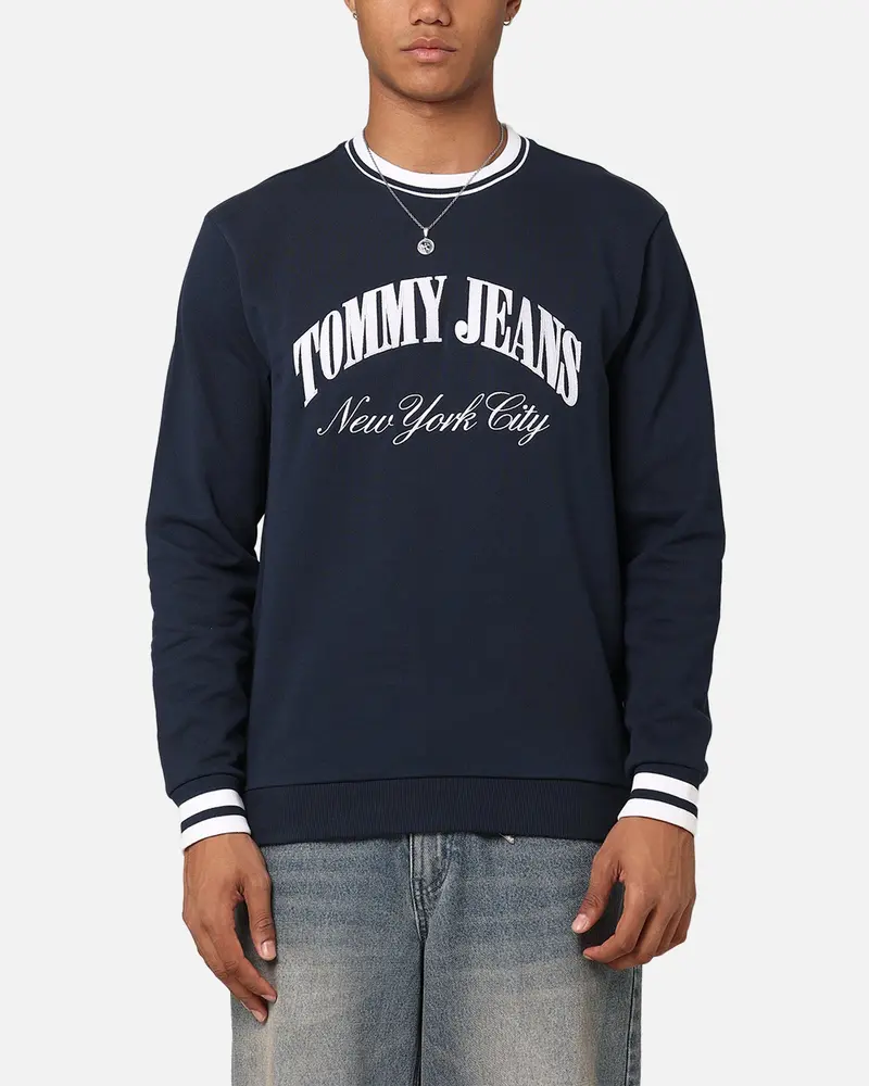 Tommy Jeans Tjm Reg Tipping Varsity Crewneck Dark Night Navy 1