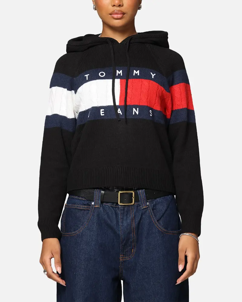Tommy Jeans Women's Tjw Center Flag Hoodie Sweater Black 1