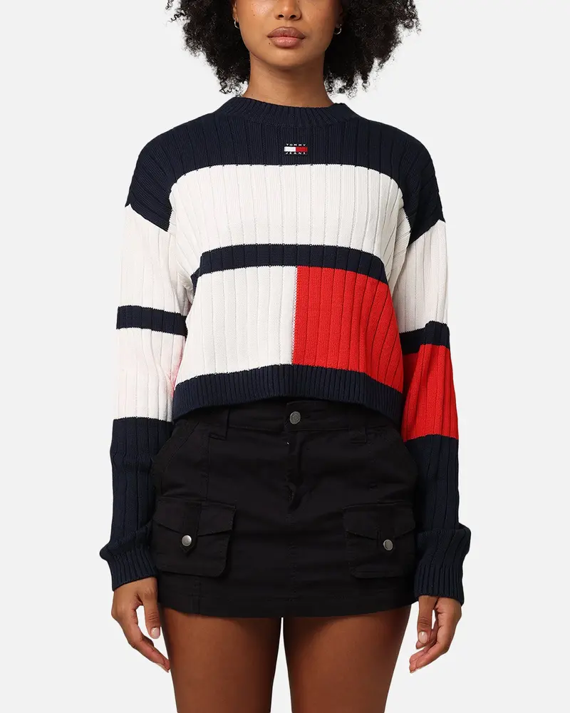 Tommy Jeans Women's Tjw Colourblock Badge Sweater Ancient White/Multi 1