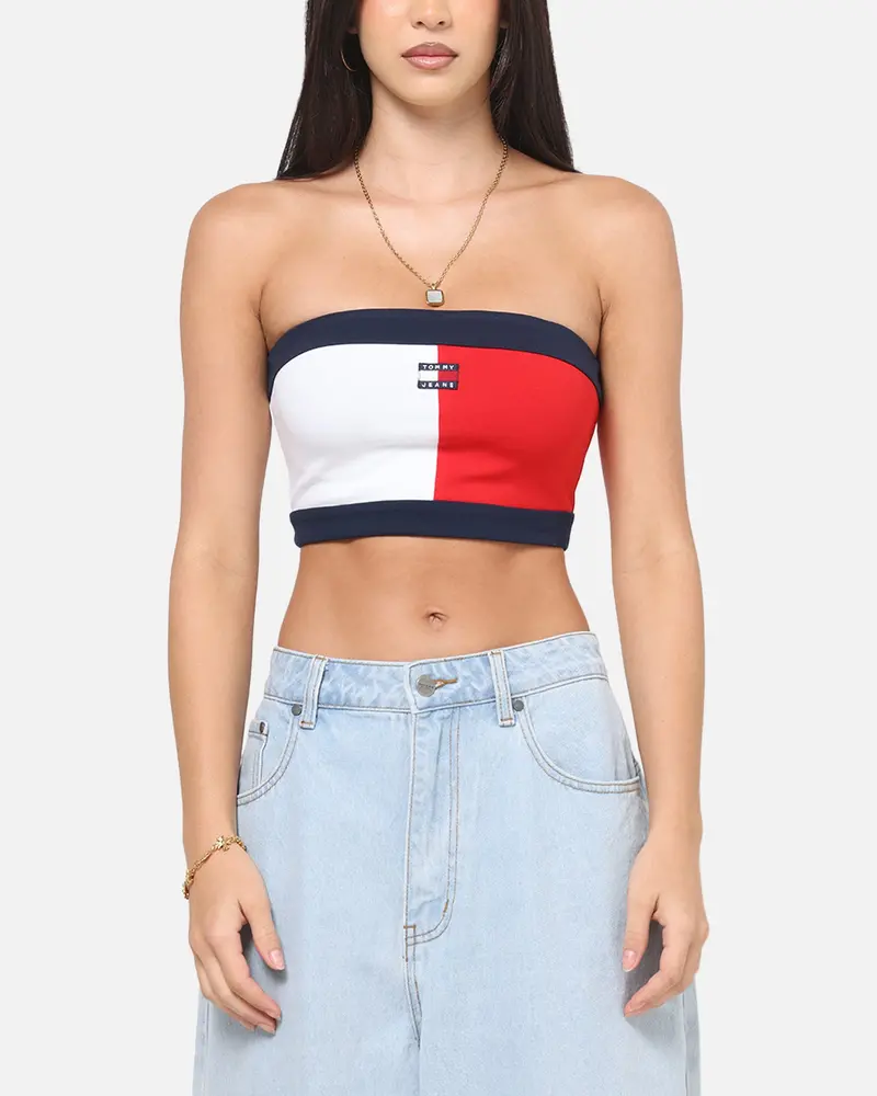 Tommy Jeans Women's Tjw Rwb Badge Tube Top White/Multi 1
