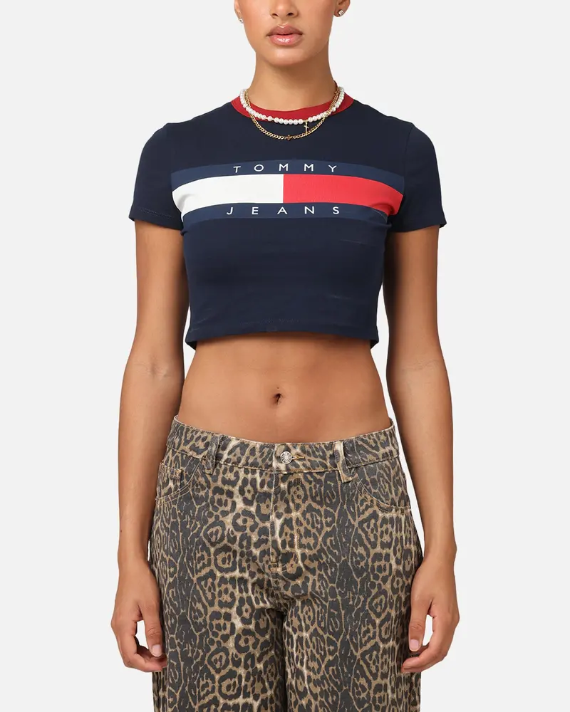 Tommy Jeans Women's Tjw Slim Cropped Block T-Shirt Black 1