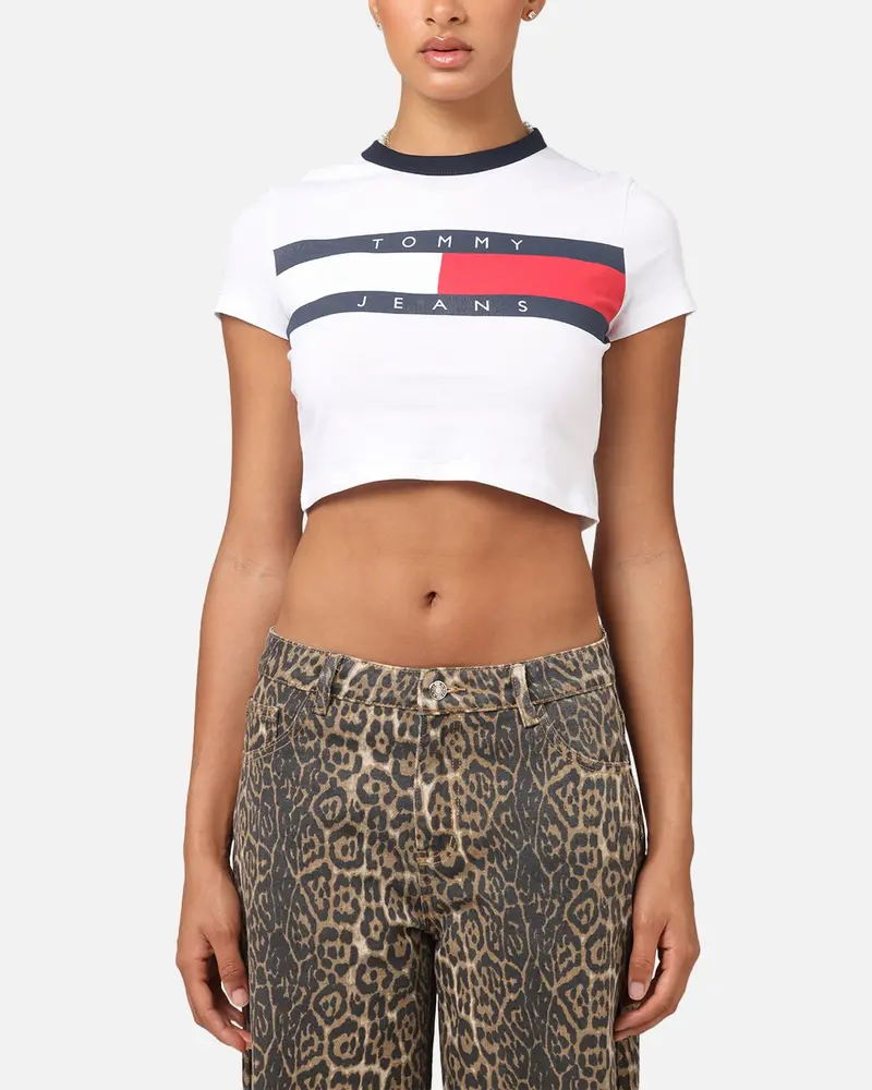 Tommy Jeans Women's Tjw Slim Cropped Block T-Shirt White 1